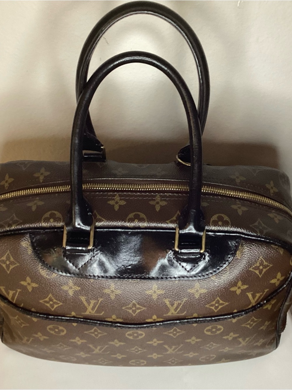 Louis Vuitton Brown Monogram Top-Handle Satchel with Gold Hardware